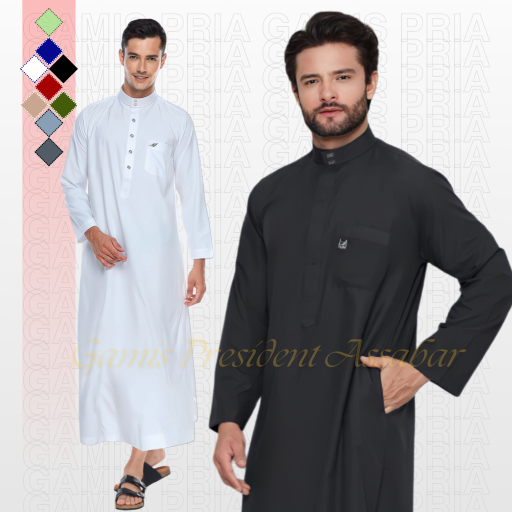 Jual ID 01 - Jubah Putih Pria Polos Gamis Laki Laki Lengan Panjang ...